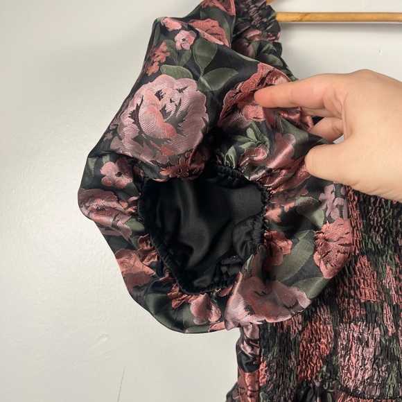 Arula puff sleeve floral print babydoll mini dress size A/1X - Picture 6 of 7